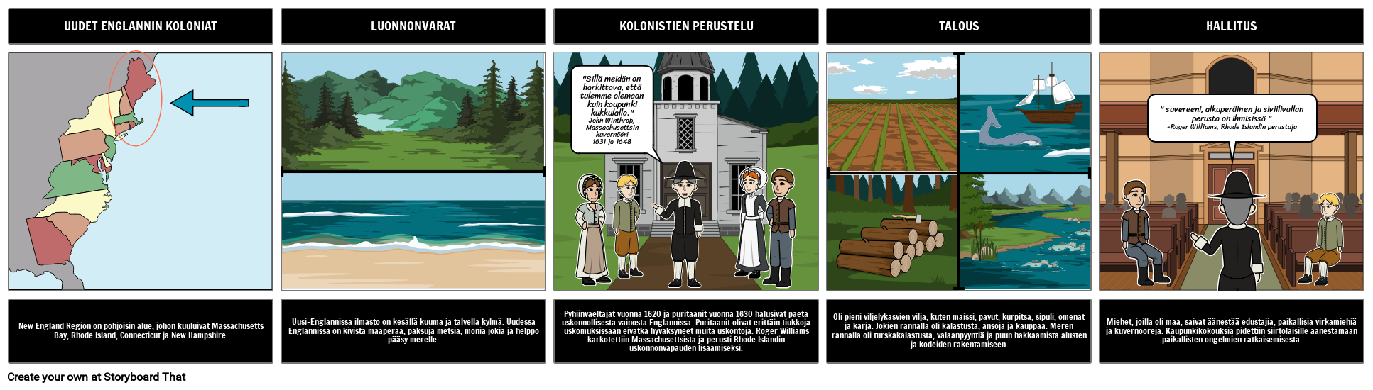 13 Siirtomaa Uusi Englanti Storyboard By Fi examples