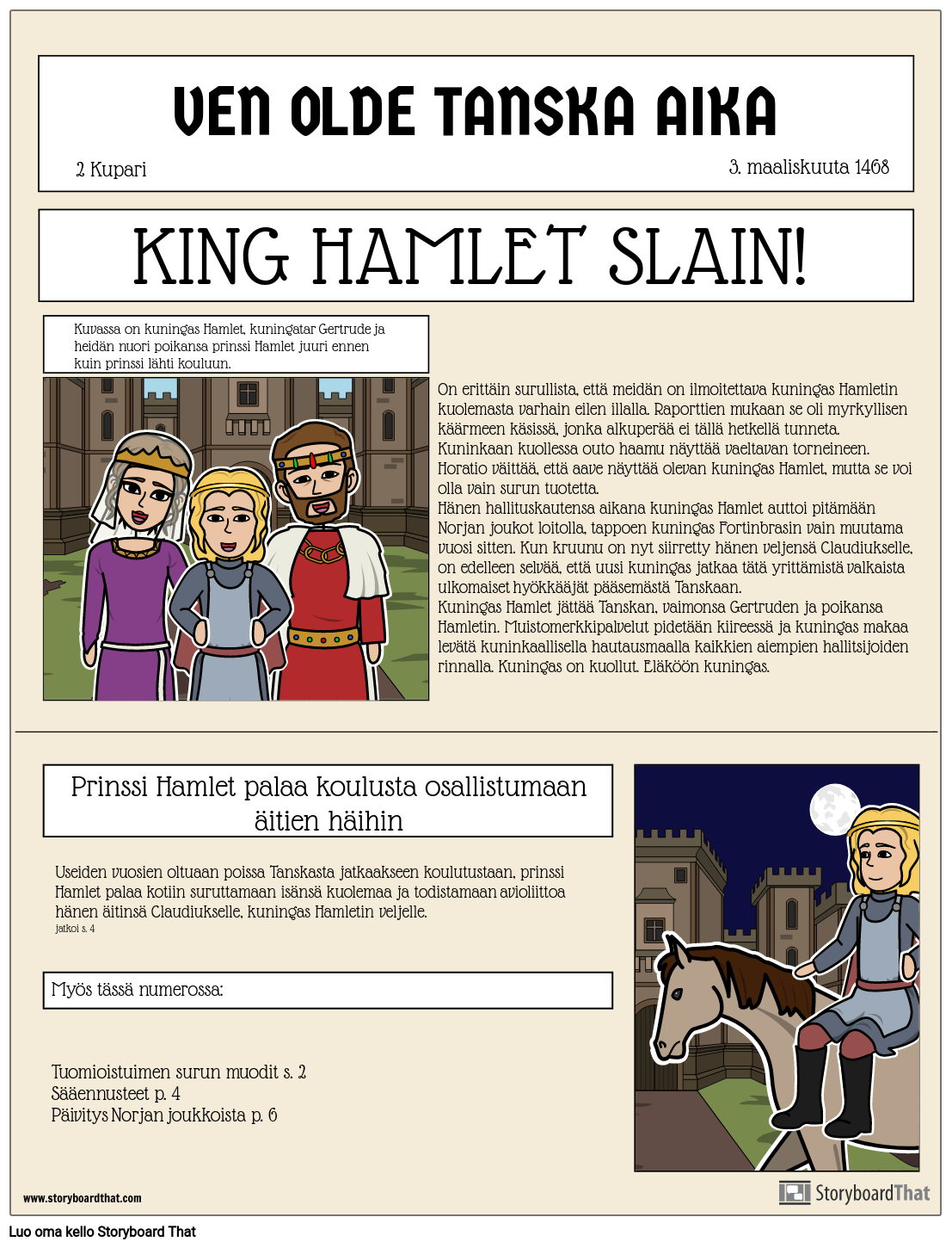 Hamletin Sanomalehti-ilmoitus