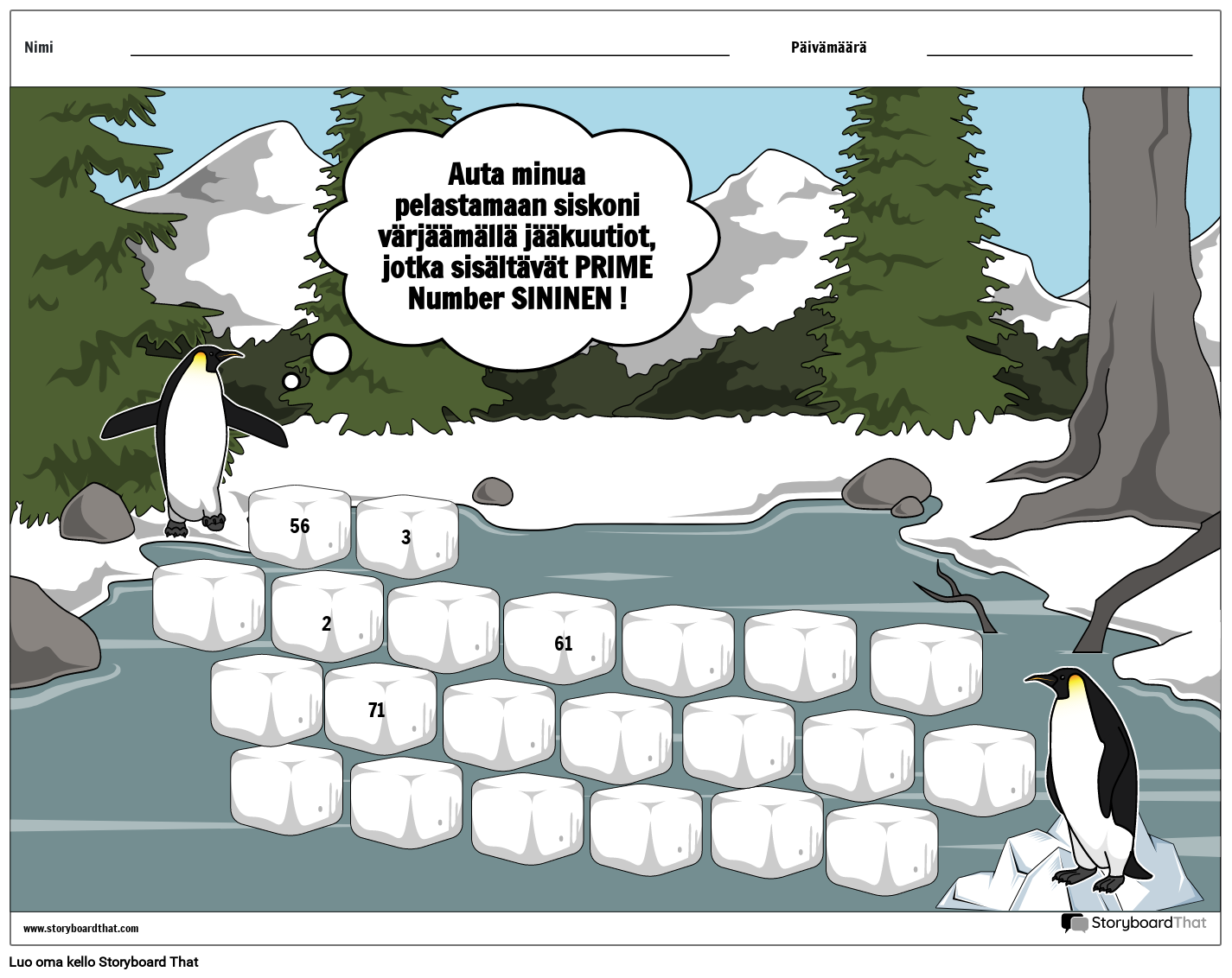 Penguin Maze-alkuluku -laskentataulukko