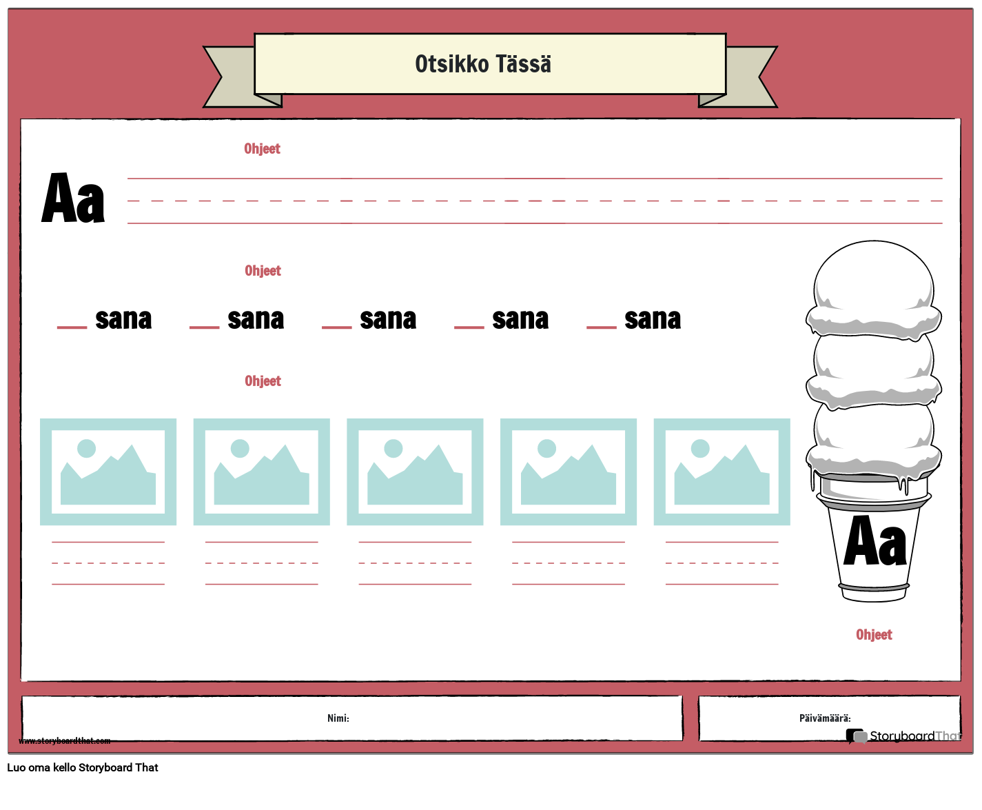 Phonics Alphabet ty taulukko Lapsille Storyboard