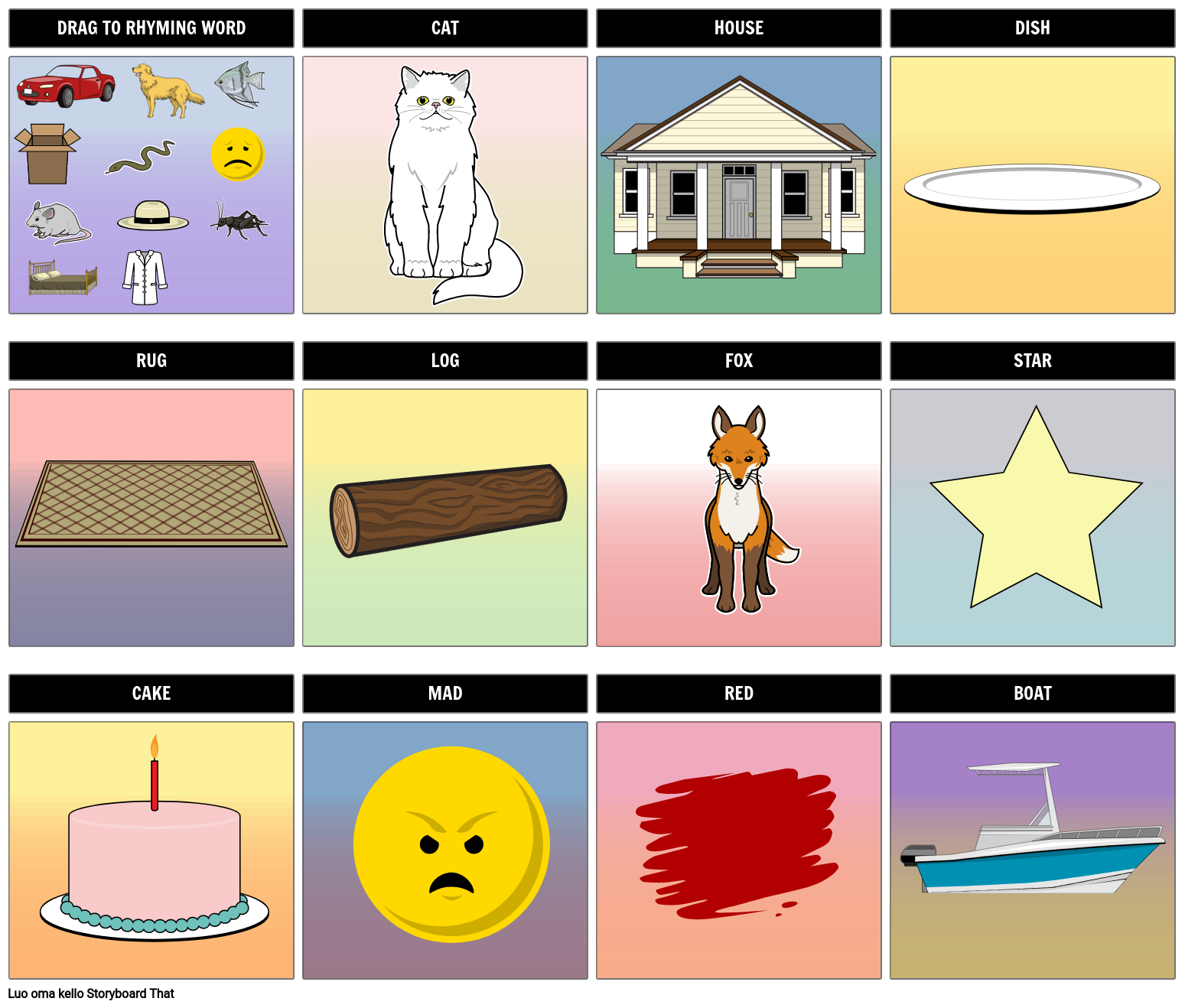 Rhyming Words toiminta Storyboard Von Fi examples