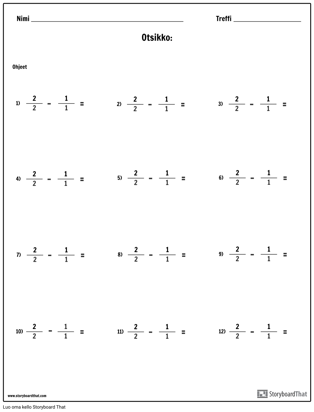 Subtraction - Fraktiot