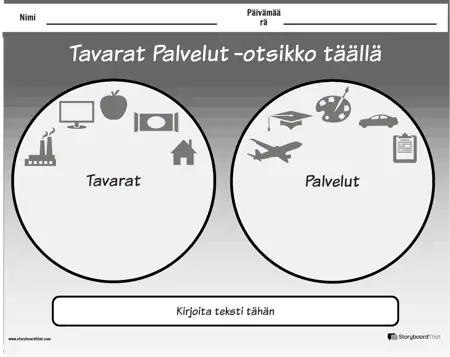 Uusi Luo sivu Tavarat ja palvelut -malli 1 (mustavalkoinen)