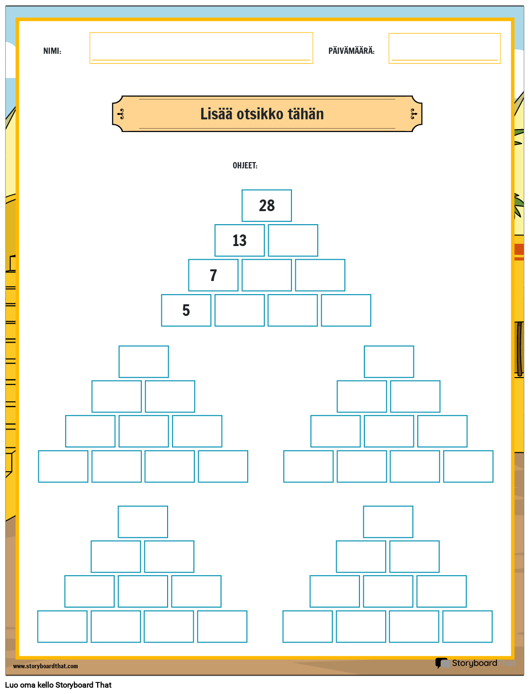 Vähennyspyramidi - Math Games Puzzle
