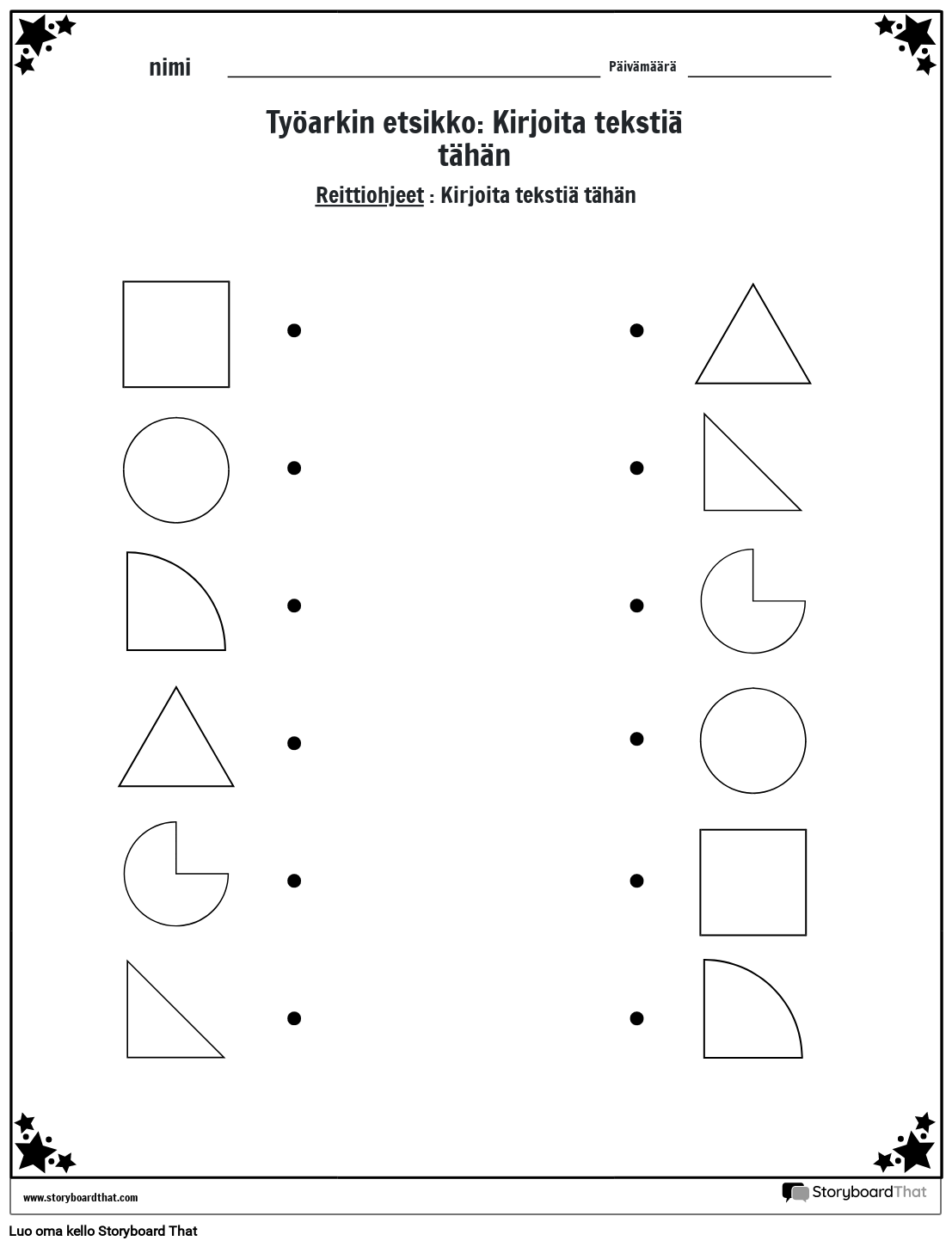 Yhteensopivien muotojen laskentataulukko (mustavalkoinen)
