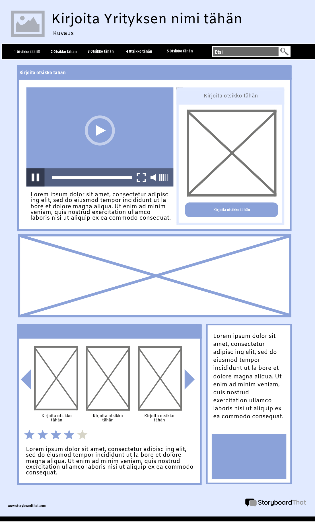 Yrityksen K ytt liittym n WireFrame Template 2