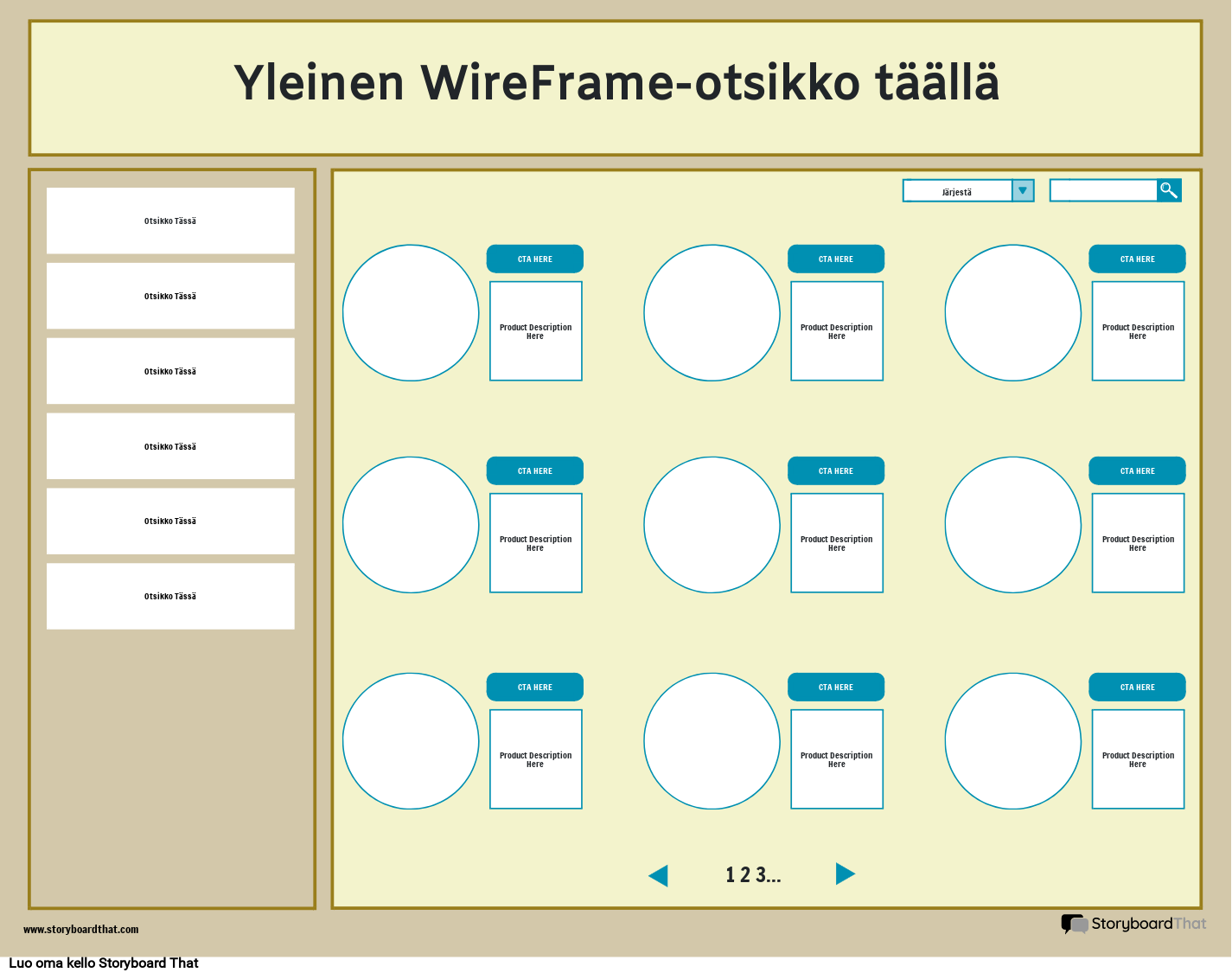 Yrityksen Yleinen WireFrame-malli 1