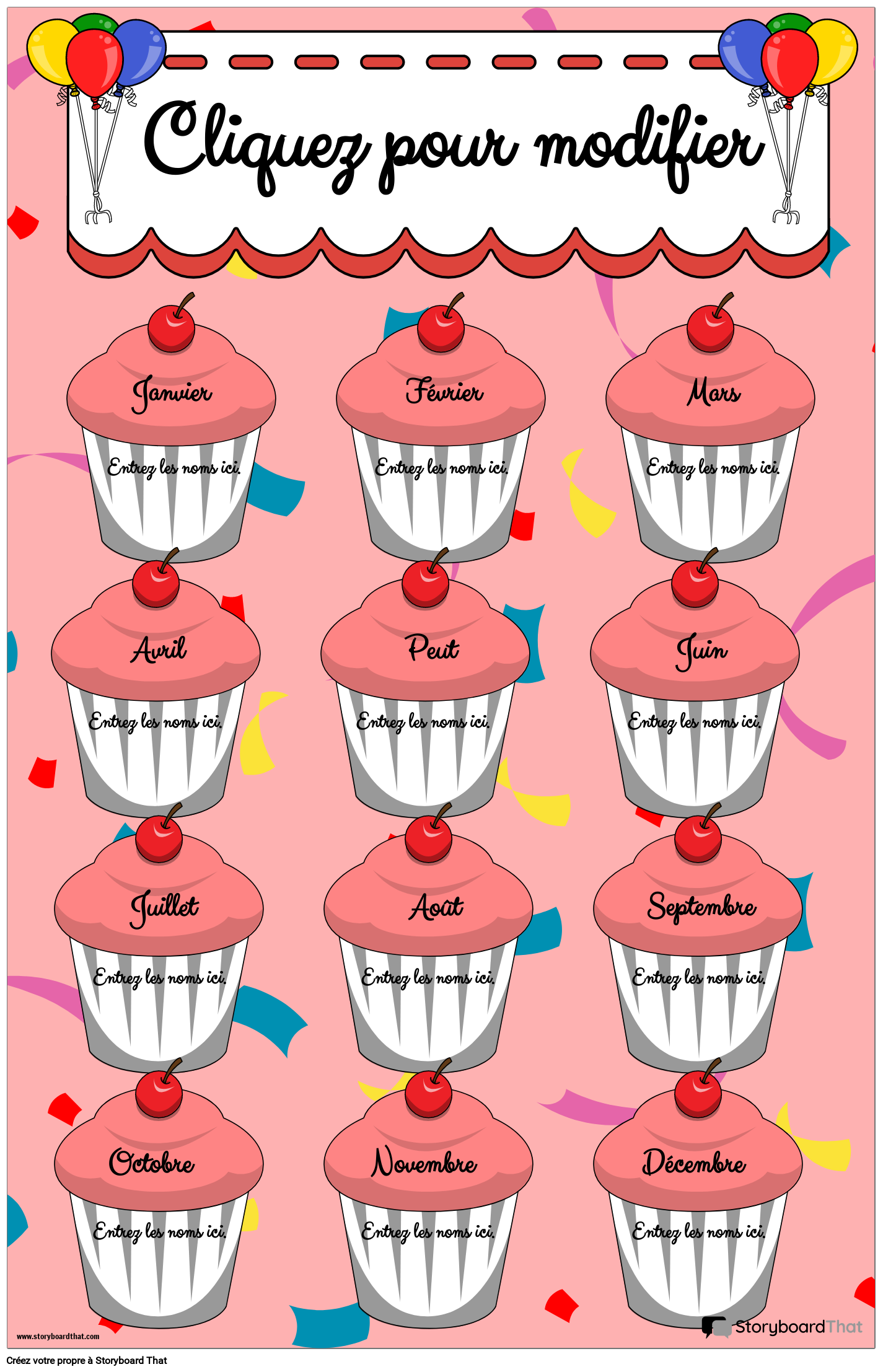 Affiche D'anniversaire sur le Thème des Cupcakes