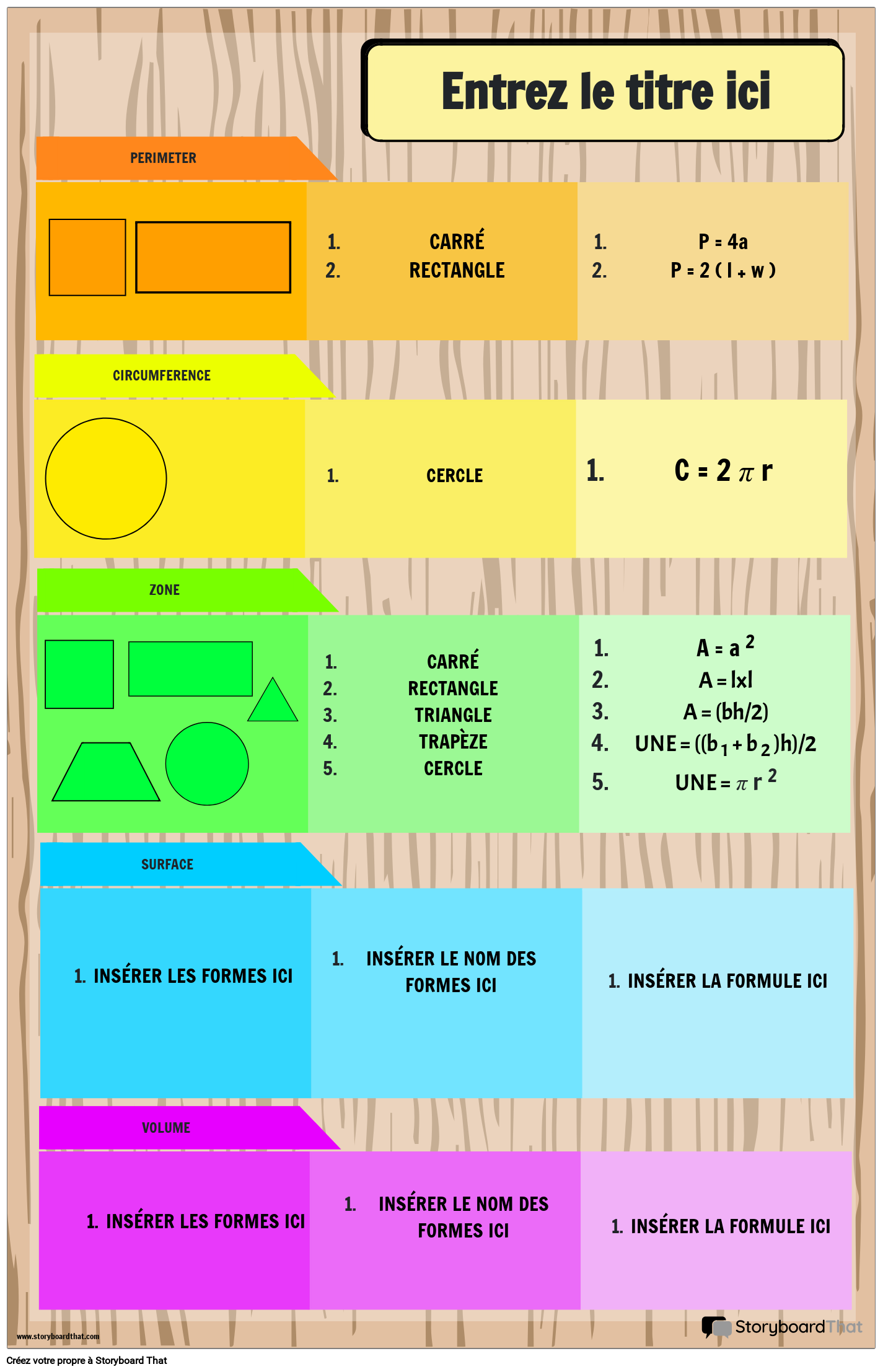 Affiche de formule mathématique de base avec des formes et des couleurs arc