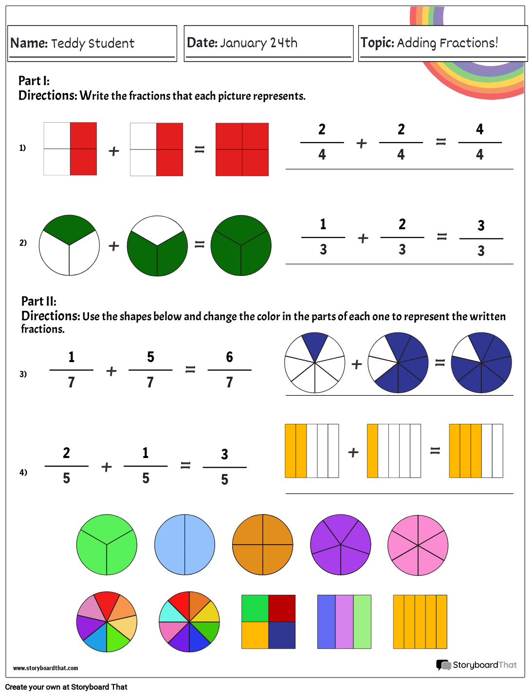 Exemple D'addition de Fractions