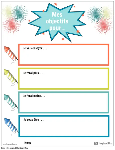 Modèle, Objectifs du Nouvel an, Feux D'artifice