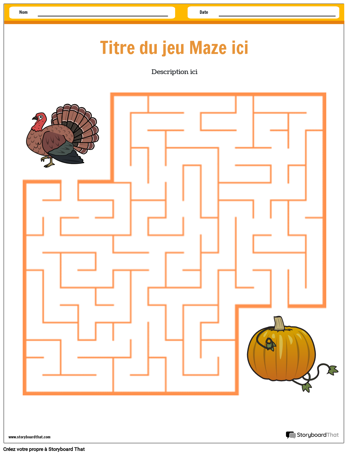 Modèle de Labyrinthe de Thanksgiving