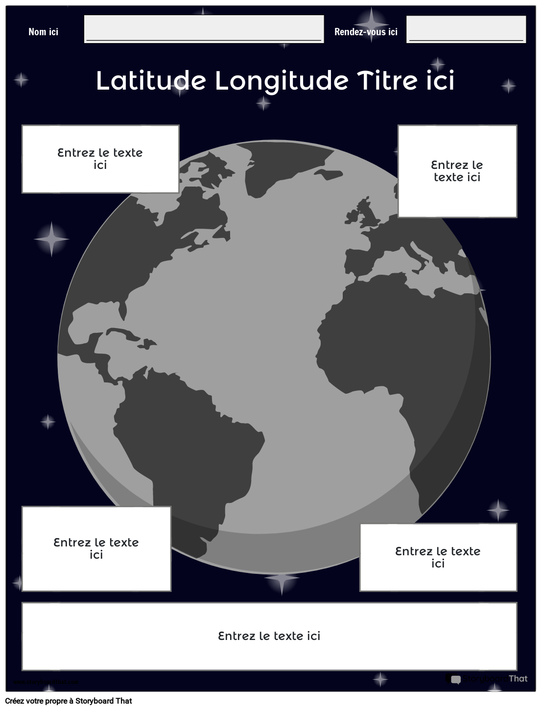 Nouveau modèle de latitude et de longitude de page de création 3 (noir et b