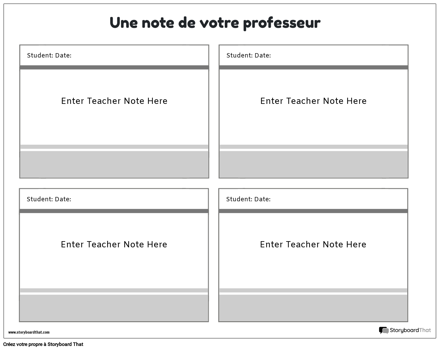 Nouveau modèle de notes de l'enseignant pour la page de création 2 (noir et