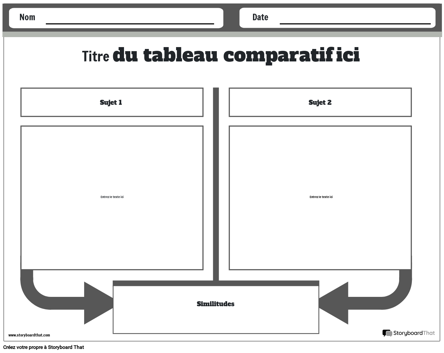 Nouveau modèle de tableau de comparaison de page de création 2 (noir et bla