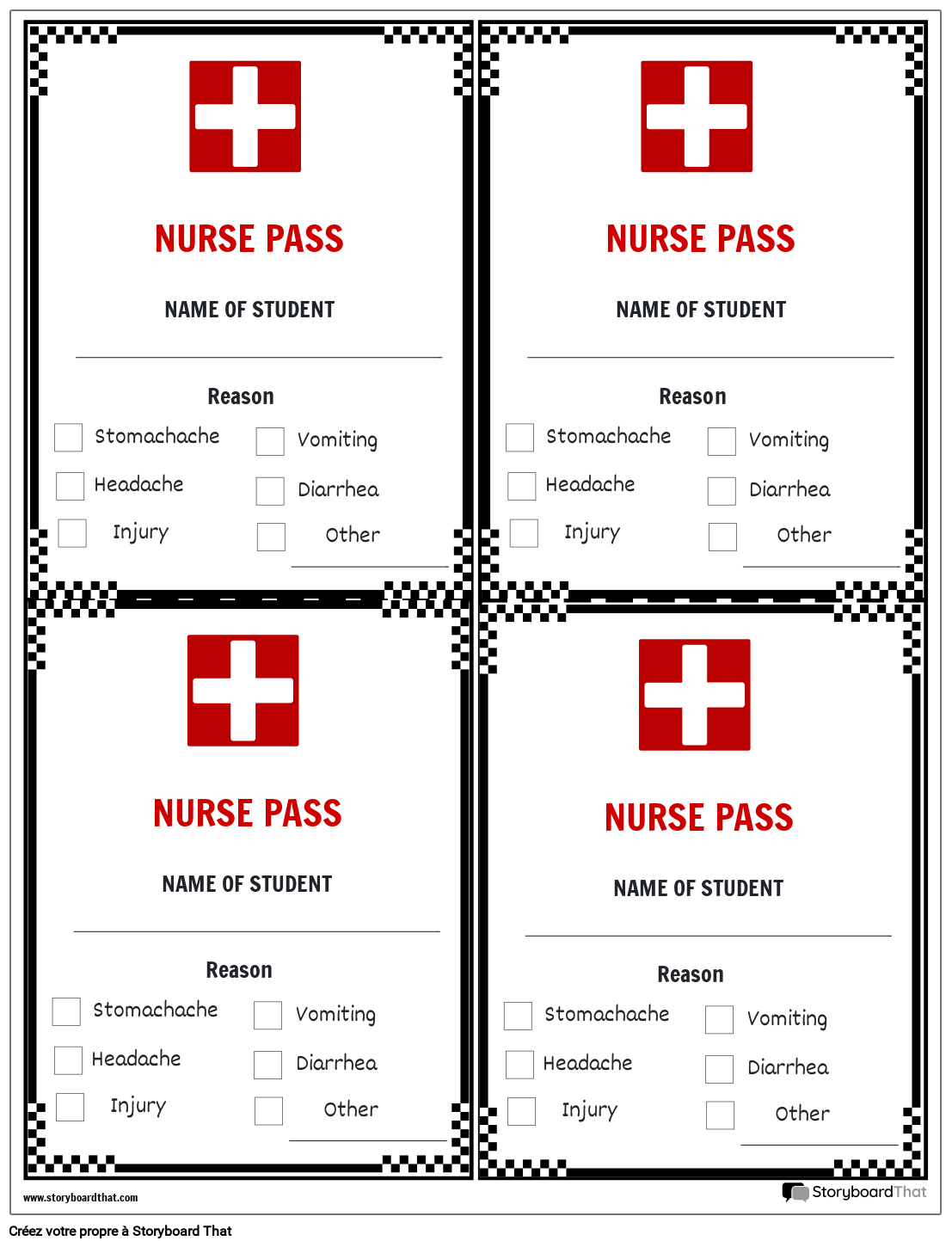 Pass infirmière imprimable
