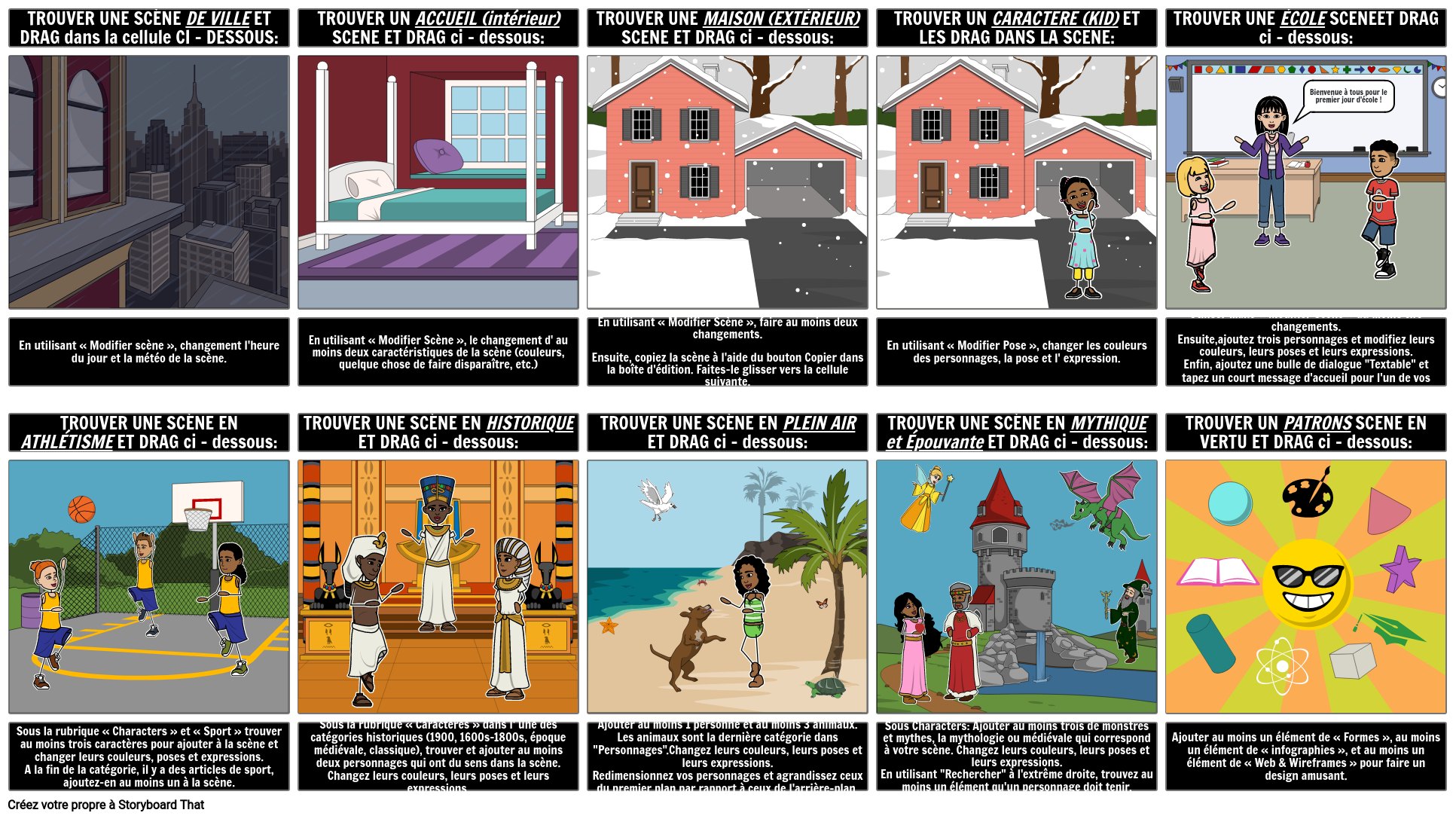 StoryboardThat Scavenger Hunt - Explorez les Catégories!