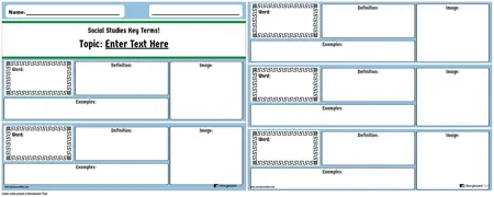 Tableau de Vocabulaire des &#201;tudes Sociales