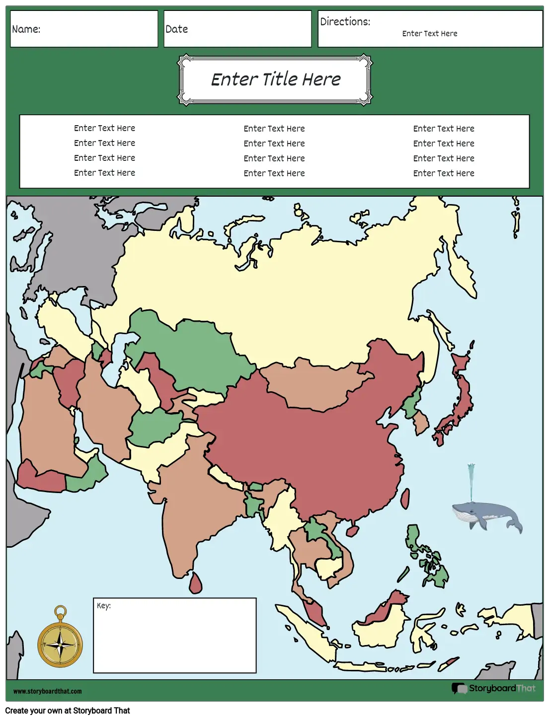מפת אסיה והמזרח התיכון