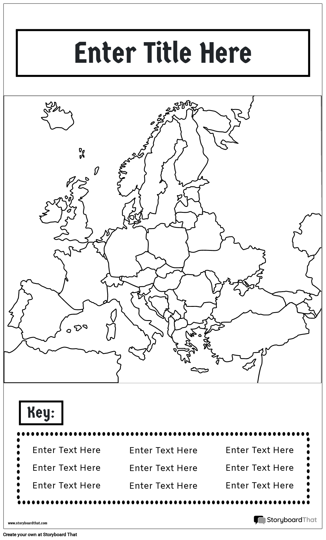 פוסטר מפה 17 BW Portrait-Europe