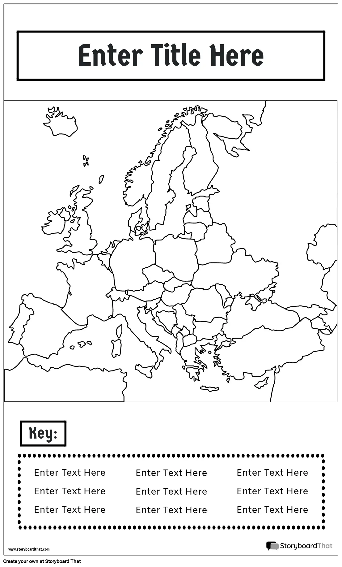 פוסטר מפה 17 BW Portrait-Europe