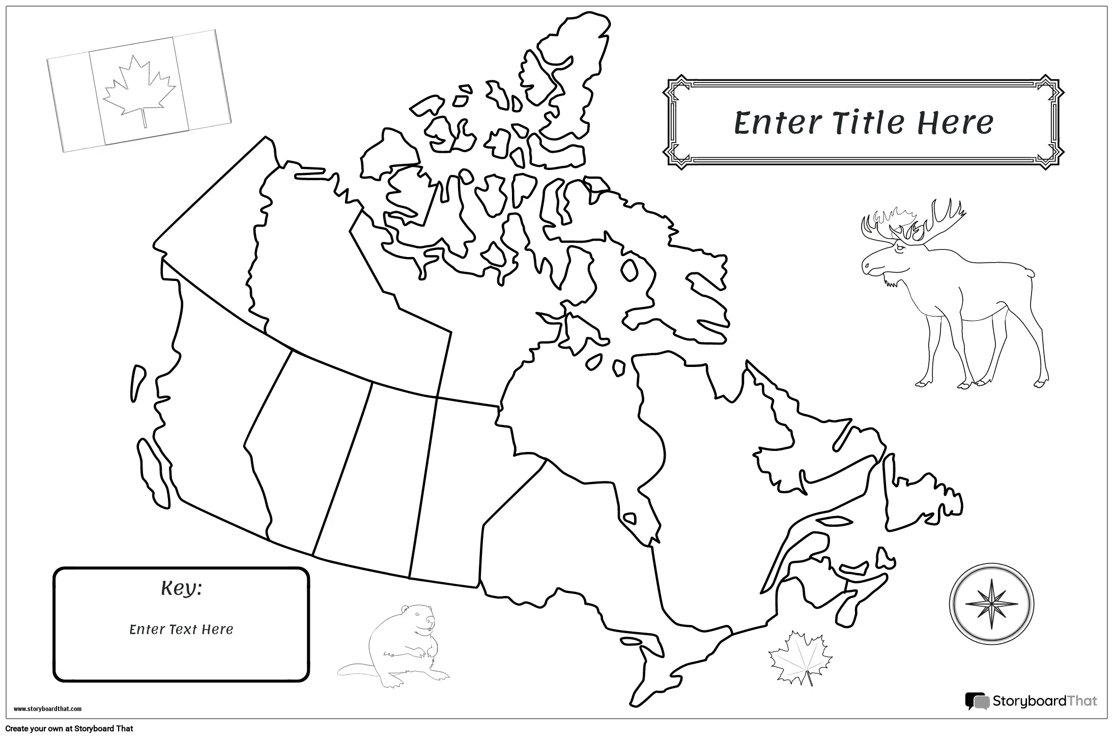 פוסטר מפה 40 BW Landscape Canada