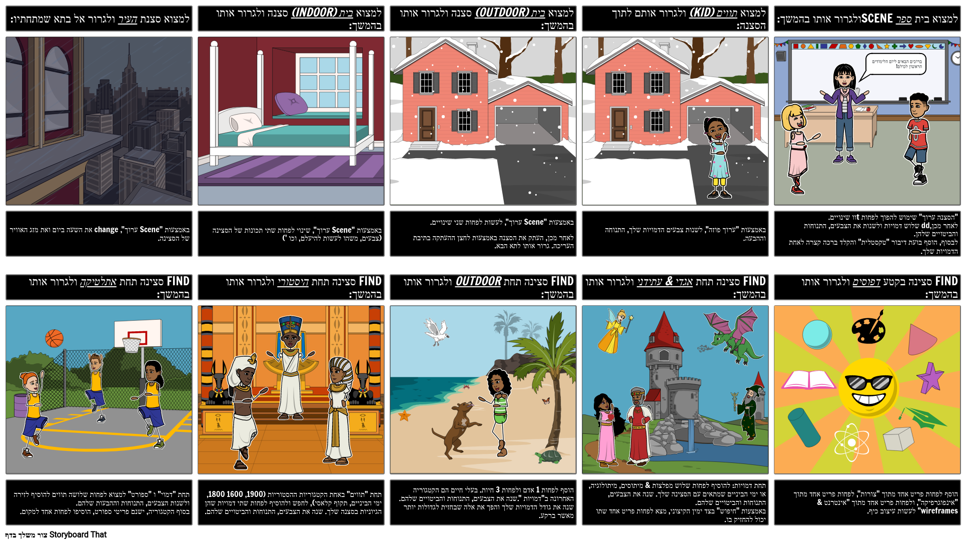 StoryboardThat ההיסטוריה - ציד הנבלות - חקור את הקטגוריות!