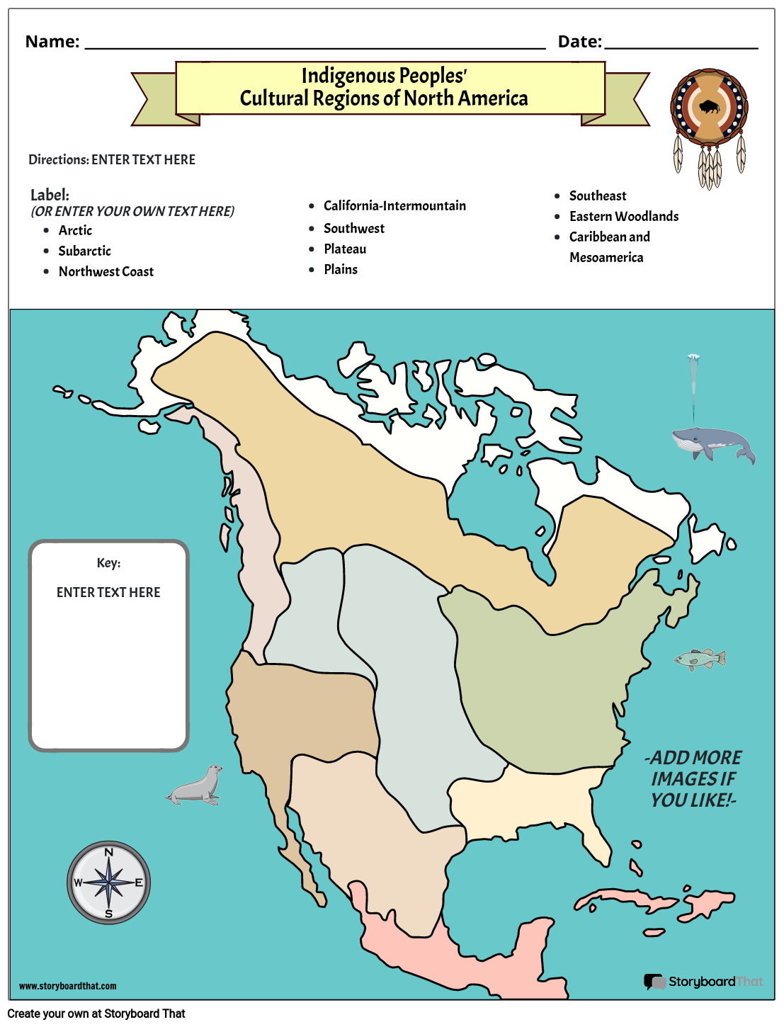 मूल अमेरिकी सांस्कृतिक क्षेत्र का नक्शा