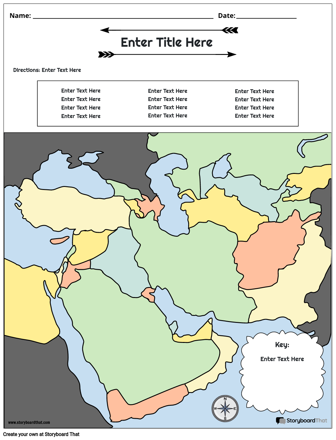 मध्य पूर्व का नक्शा