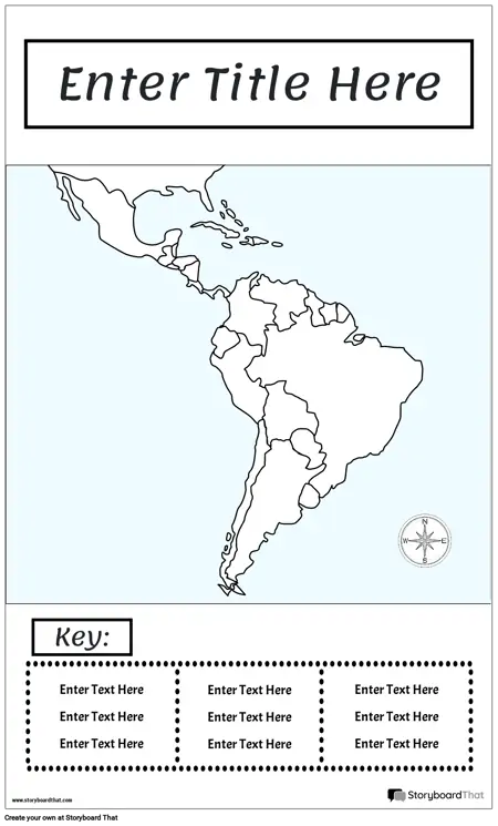 नक्शा पोस्टर 15 बीडब्ल्यू पोर्ट्रेट-मध्य और दक्षिण अमेरिका