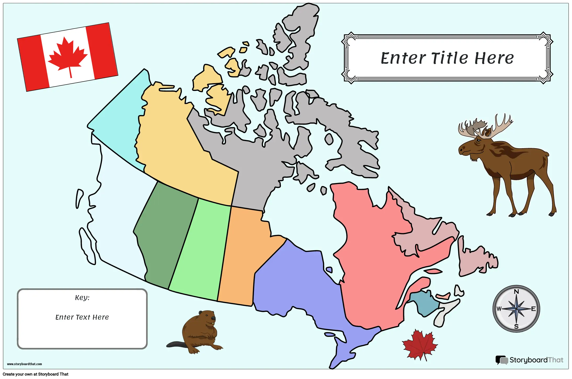 नक्शा पोस्टर 26 रंग लैंडस्केप कनाडा