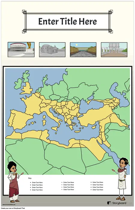 नक्शा पोस्टर 33 रंग पोर्ट्रेट प्राचीन रोम