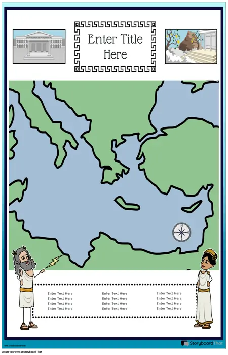 नक्शा पोस्टर 34 रंग पोर्ट्रेट प्राचीन ग्रीस