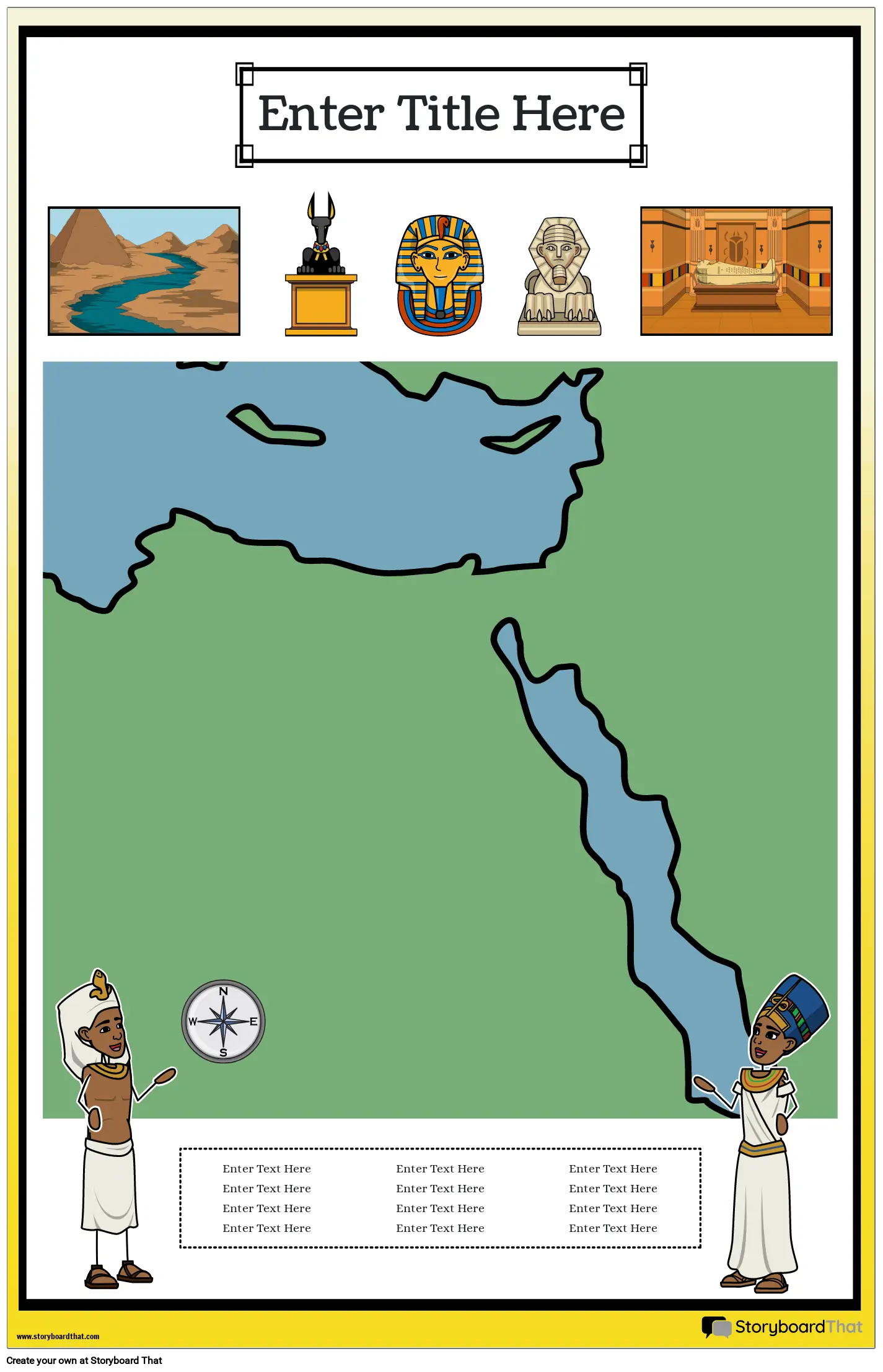 नक्शा पोस्टर 36 रंग पोर्ट्रेट प्राचीन मिस्र