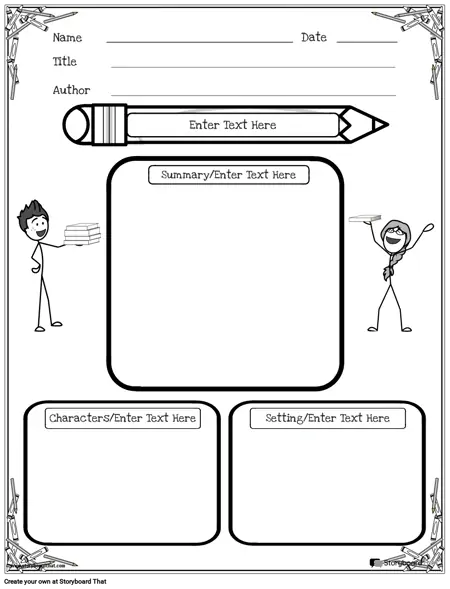 Book Report Planner Portrait BW 1