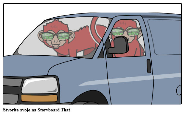 Crveni Majmuni u Kombiju Koristite Xray Naočale