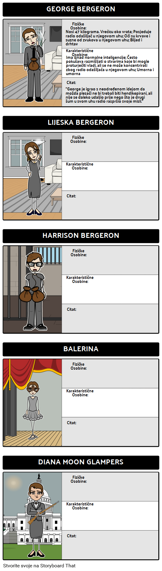 Karakterna Karta za Harrison Bergeron