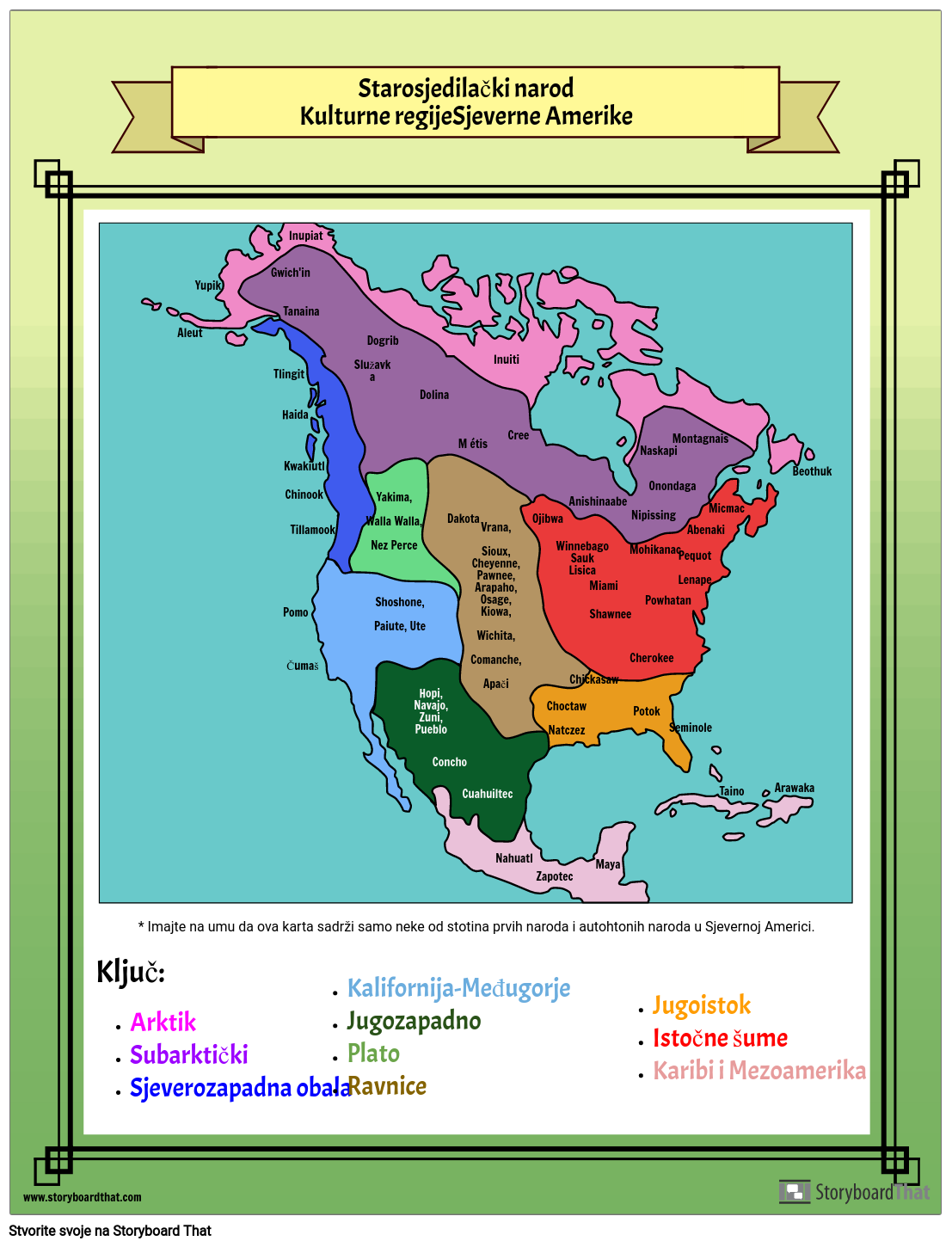 Karta Autohtonih Naroda Sjeverne Amerike Storyboard