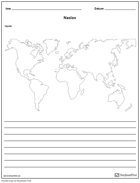 Karta Svijeta - s Linijama