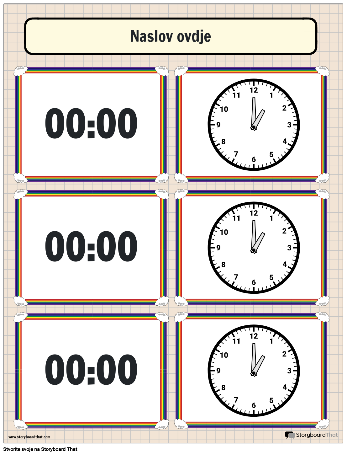 Kartaška Igra Telling Time Koja se Može Uređivati