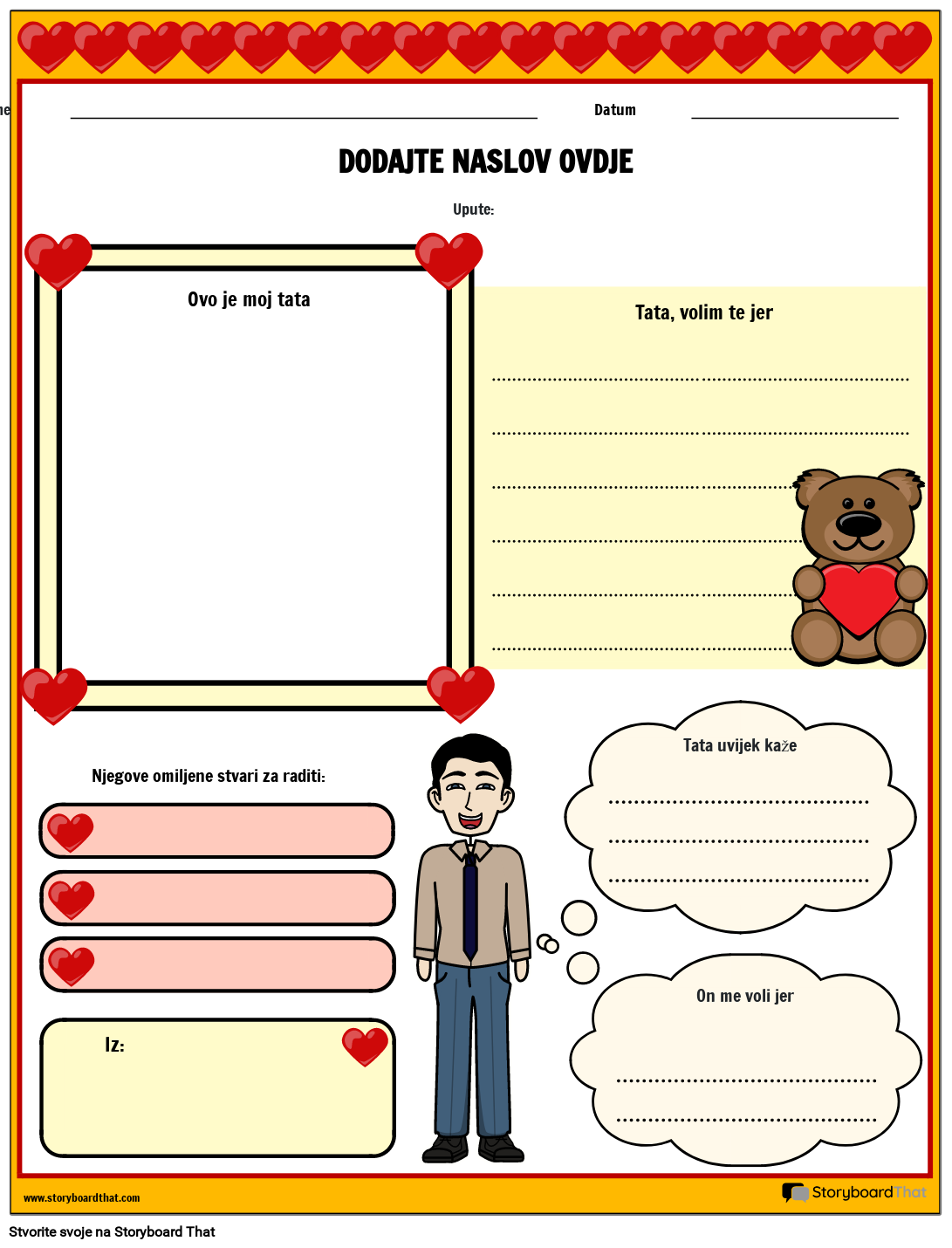 Radni List za Ispis za Očev dan