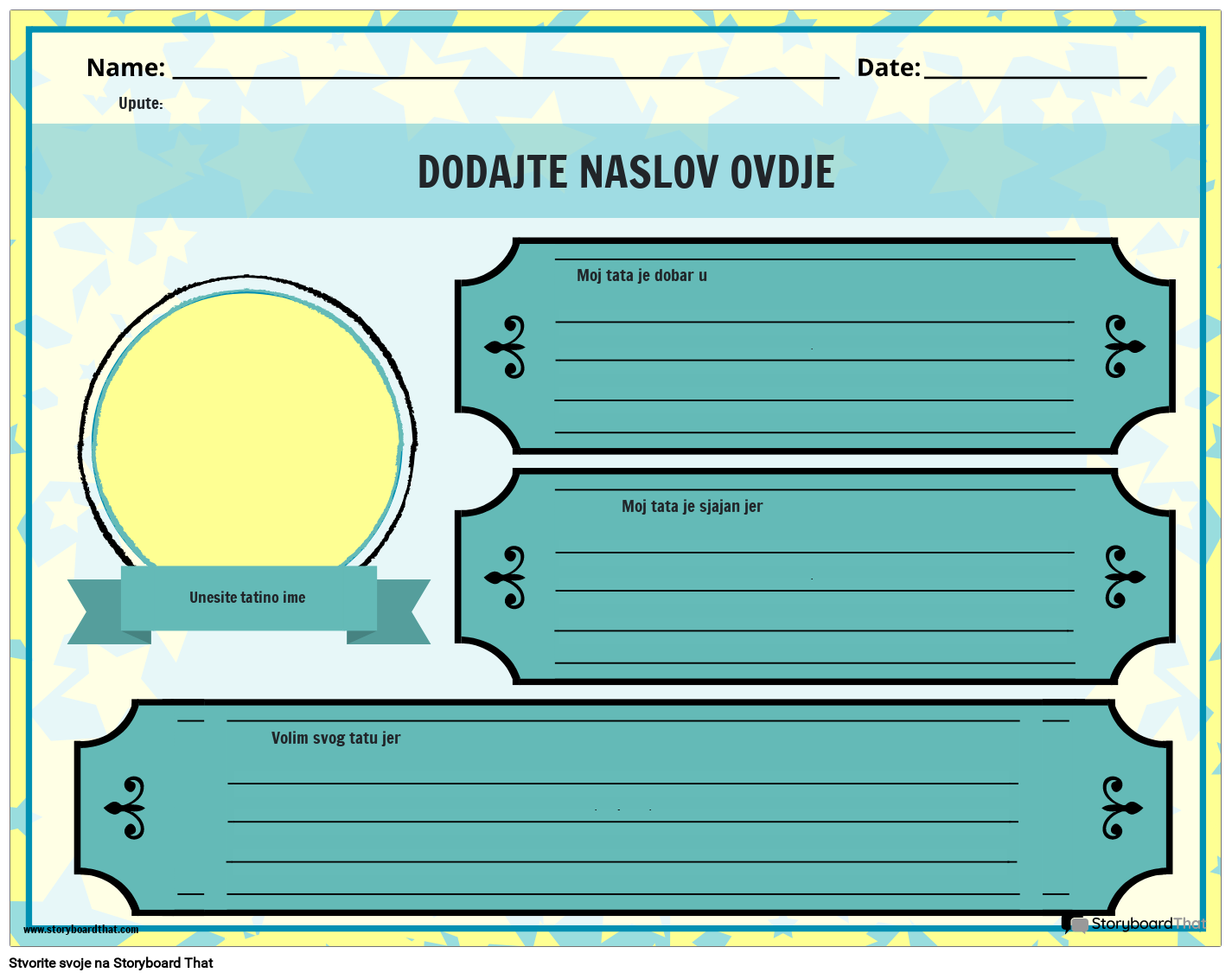 Radni List za Očev dan za Ispis