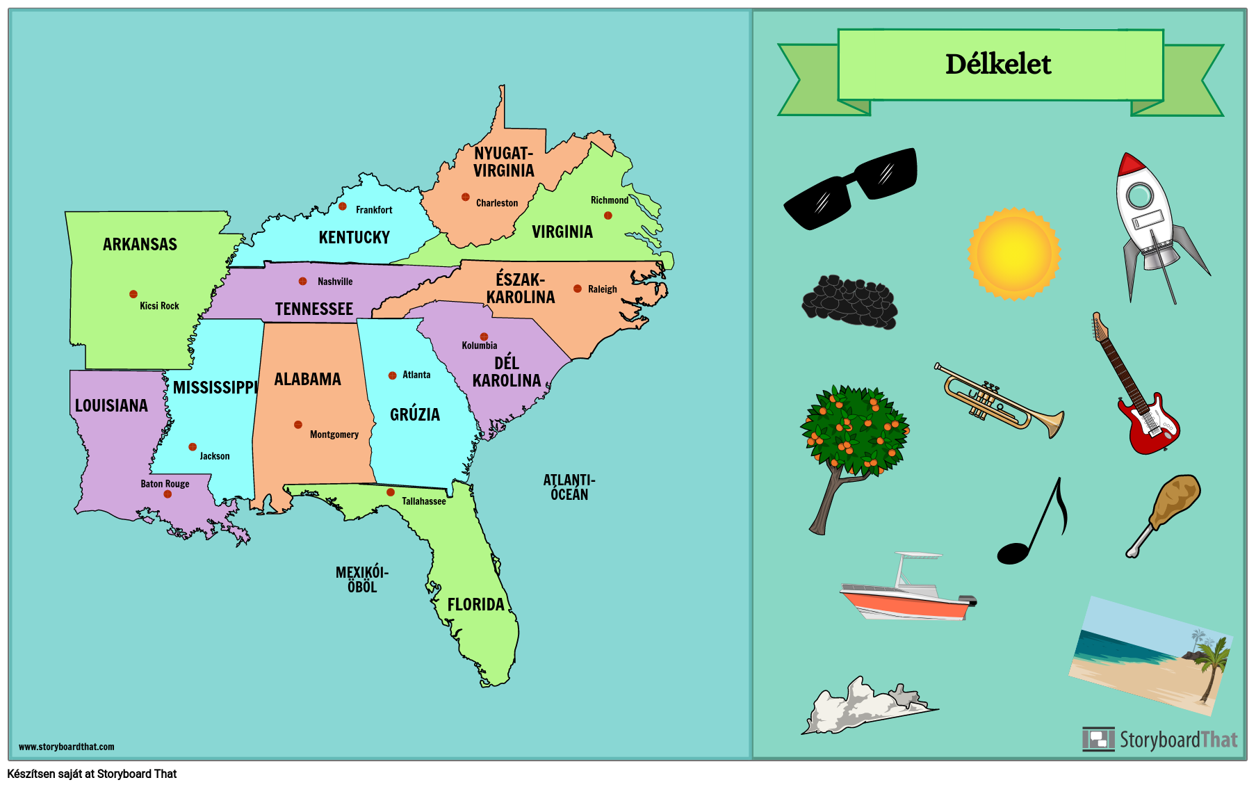 Délkelet-Államok Térképe