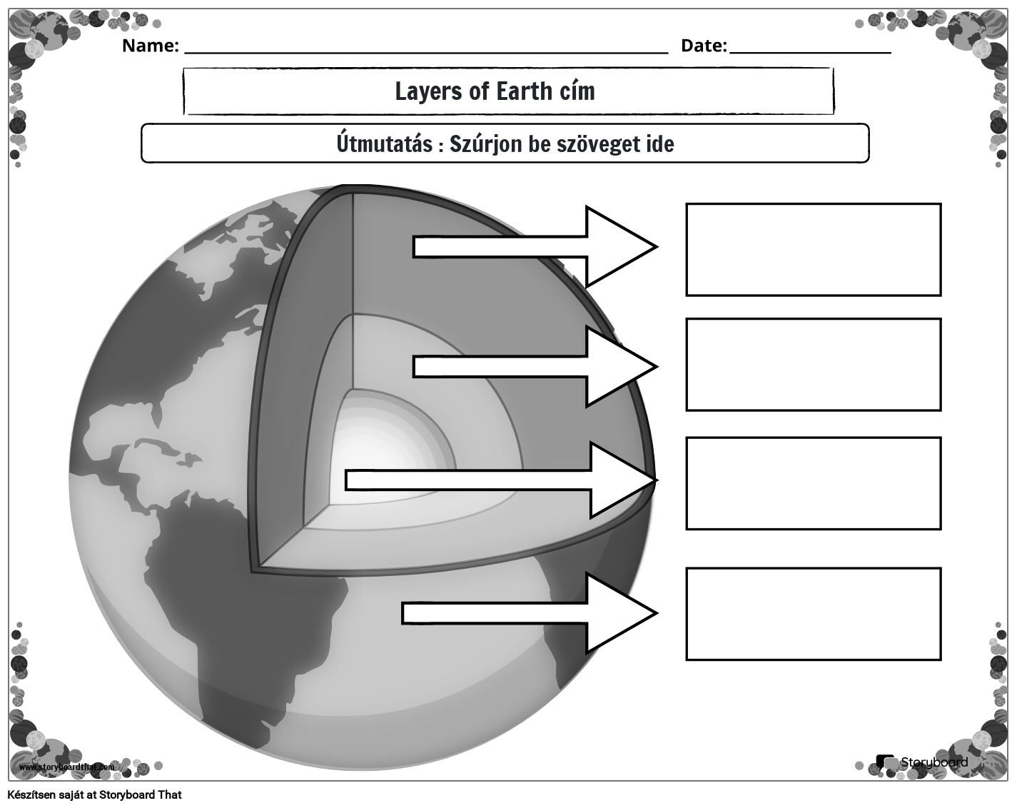 Földtudomány földi rétegek sablon