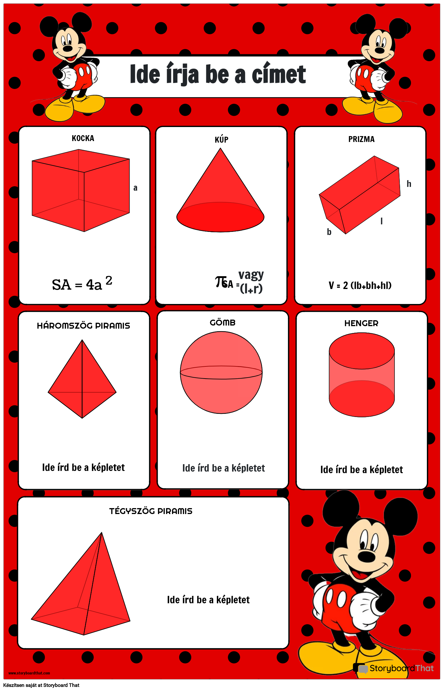 Mickey Mouse - témájú Surface Area Formula poszter