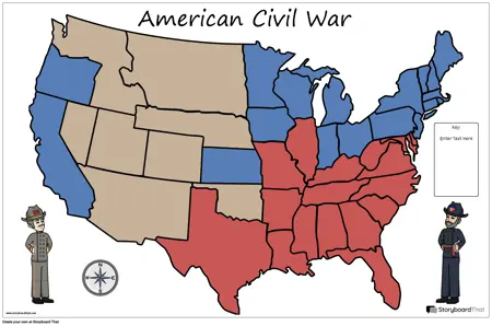 Térképplakát 24 Színes táj Amerikai Polgárháború