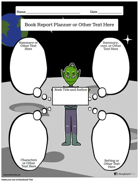 Book Report Planner Ritratto a Colori 3