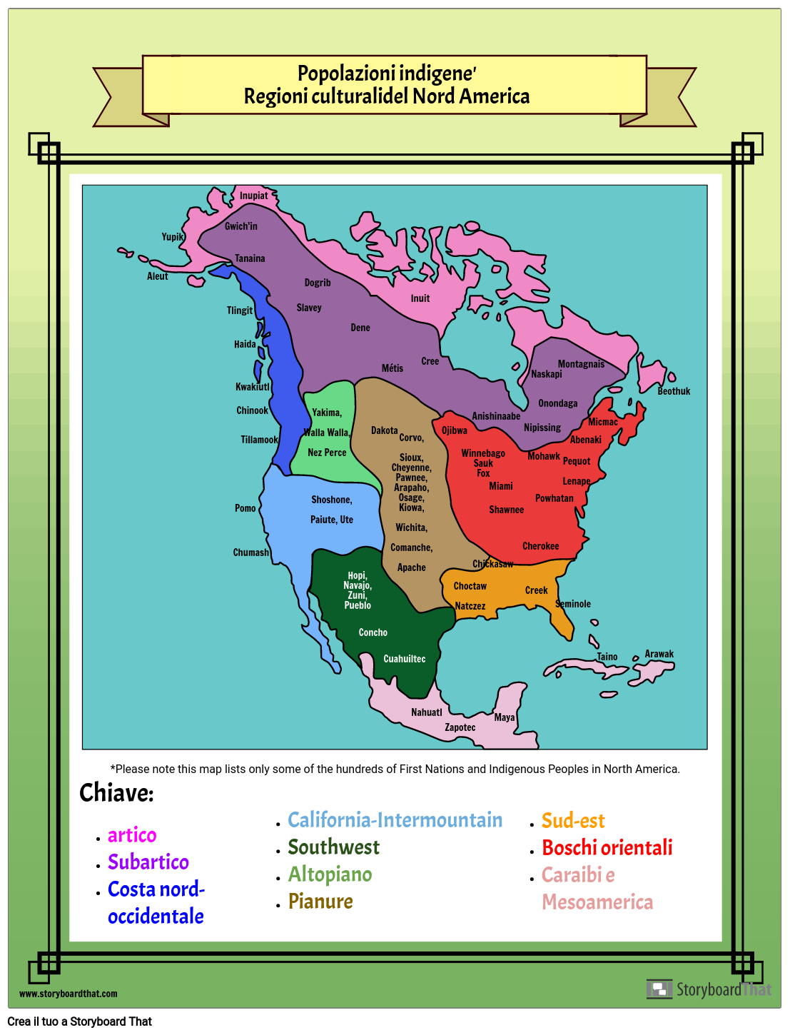 Mappa dei Popoli Indigeni del Nord America
