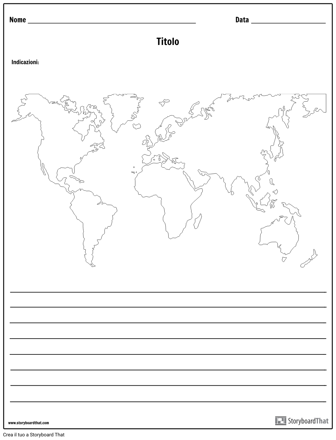 Mappa del Mondo - con Linee