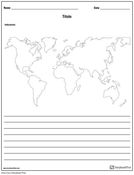 Mappa del Mondo - con Linee